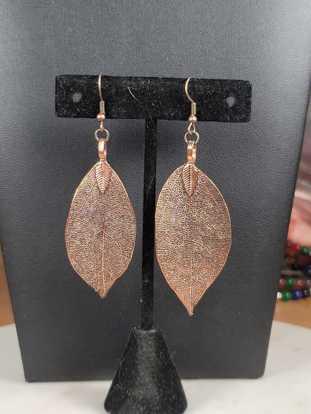 Vintage Copper-dipped Leaf Dangle Earrings - Women Jewelry